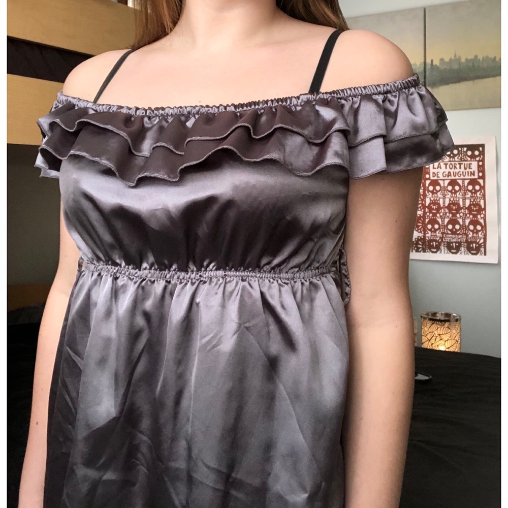 Metallic ruffled off-the-shoulder luxury blouse